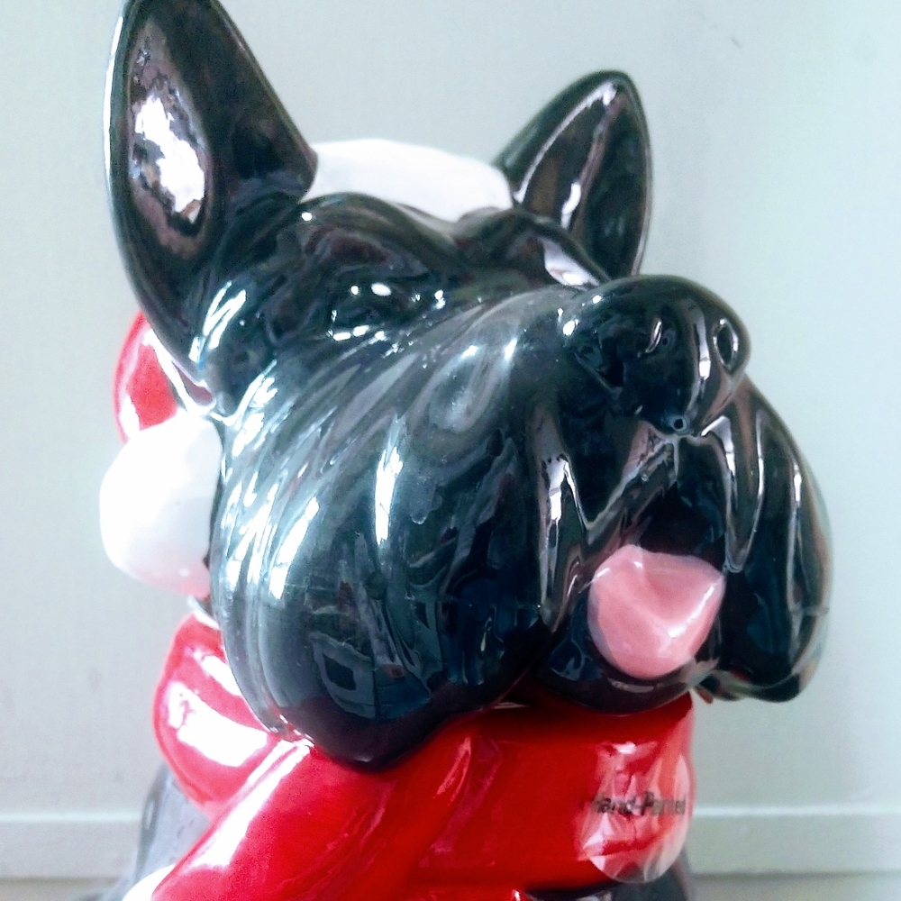 NWT Holiday Black Scotty Dog Cookie Jar Ceramic